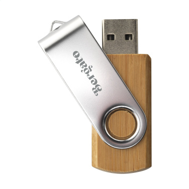 Logotrade mainostuote tuotekuva: USB Twist Bamboo 16 Gt