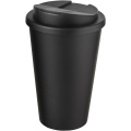 Americano® Eco 350 ml kierrätysmuki läikkymättömällä kannella, Tasainen musta / Tasainen musta