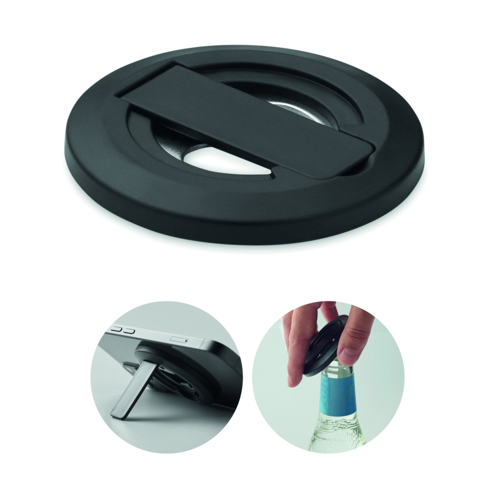 Logotrade mainoslahjat ja liikelahjat tuotekuva: Puhelinpidike ja pullonavaaja