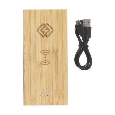 Logotrade dovana nuotrauka: Bamboo 8000 Wireless Powerbank belaidis įkroviklis