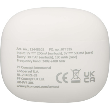 Logotrade firminės dovanos nuotrauka: „Alterf“ perdirbto plastiko „True Wireless Bluetooth®“ ausinės su silikoniniais ausų antgaliais