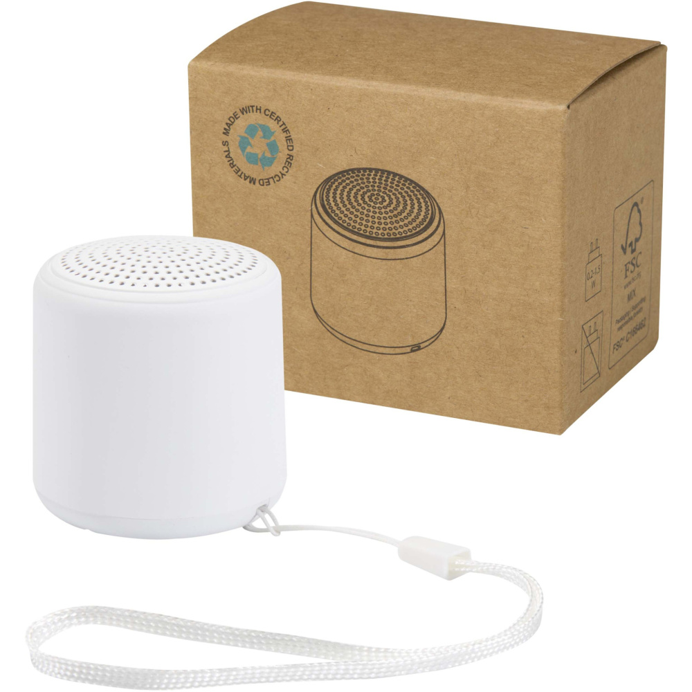 Logotrade firminės dovanos nuotrauka: „Velkis“ 3 W perdirbto plastiko belaidis „Bluetooth®“ garsiakalbis
