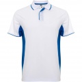 Montmelo unisex sporta polo ar īsām piedurknēm, Balts/Karaliski zils