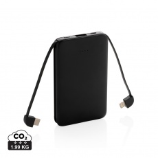 5000 mAh Pocket Powerbank ar integrētiem kabeļiem