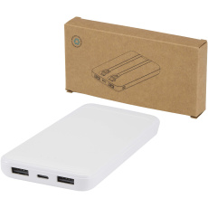Adhil 10.000 mAh 10W pārstrādātas plastmasas pārnēsājamais akumulators ar 2 iebūvētiem kabeļiem