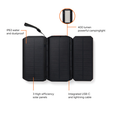 Logotrade dāvanas foto: Nordic Drift Titan 10.000mAh saules enerģijas lādētājs ar 3 paneļiem
