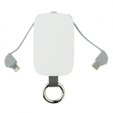 Логотрейд бизнес-подарки картинка: Reklaamkingitus: 1.200 mAh Keychain Powerbank with integrated cables, white