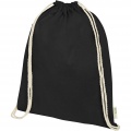 Orissa 140 g/m² organic cotton drawstring bag 5L, Сплошной черный