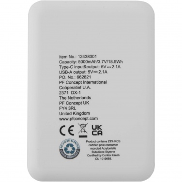 Лого трейд pекламные cувениры фото: Asama портативное зарядное устройство Type-C из переработанной пластмассы емкостью 5000 мАч