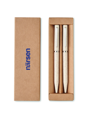 Логотрейд pекламные подарки картинка: Wheat straw/ABS twist pen set