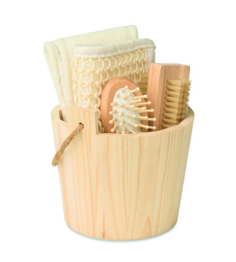 Лого трейд pекламные продукты фото: Bath gift set in wooden bucket