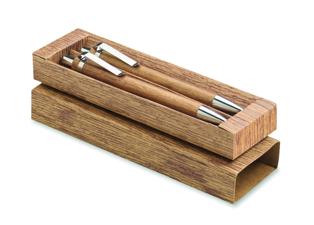 Логотрейд pекламные подарки картинка: Acacia wood pen and pencil set