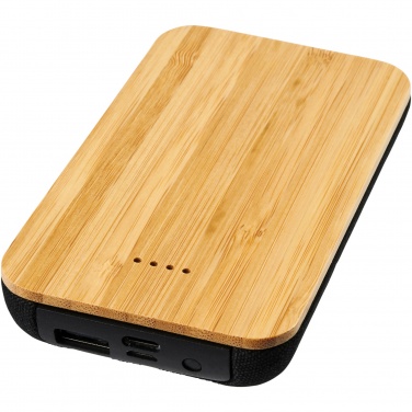 Logotrade reklamprodukter bild: Framtida bambu/tyg 6 000 mAh trådlös powerbank