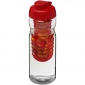 H2O Active® Base 650 ml sportflaska med uppfällbart lock och fruktbehållare, Transparent / Röd