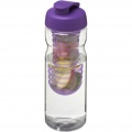 H2O Active® Base 650 ml sportflaska med uppfällbart lock och fruktbehållare, Transparent / lila