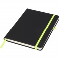 Noir anteckningsbok, medelstor, Solid svart / Lime