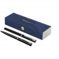 Waterman Allure ballpoint and rollerball pen set, Helt svart