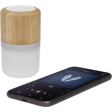 Logotrade reklamprodukter bild: Aurea  Bluetooth® högtalare i bambu med ljus