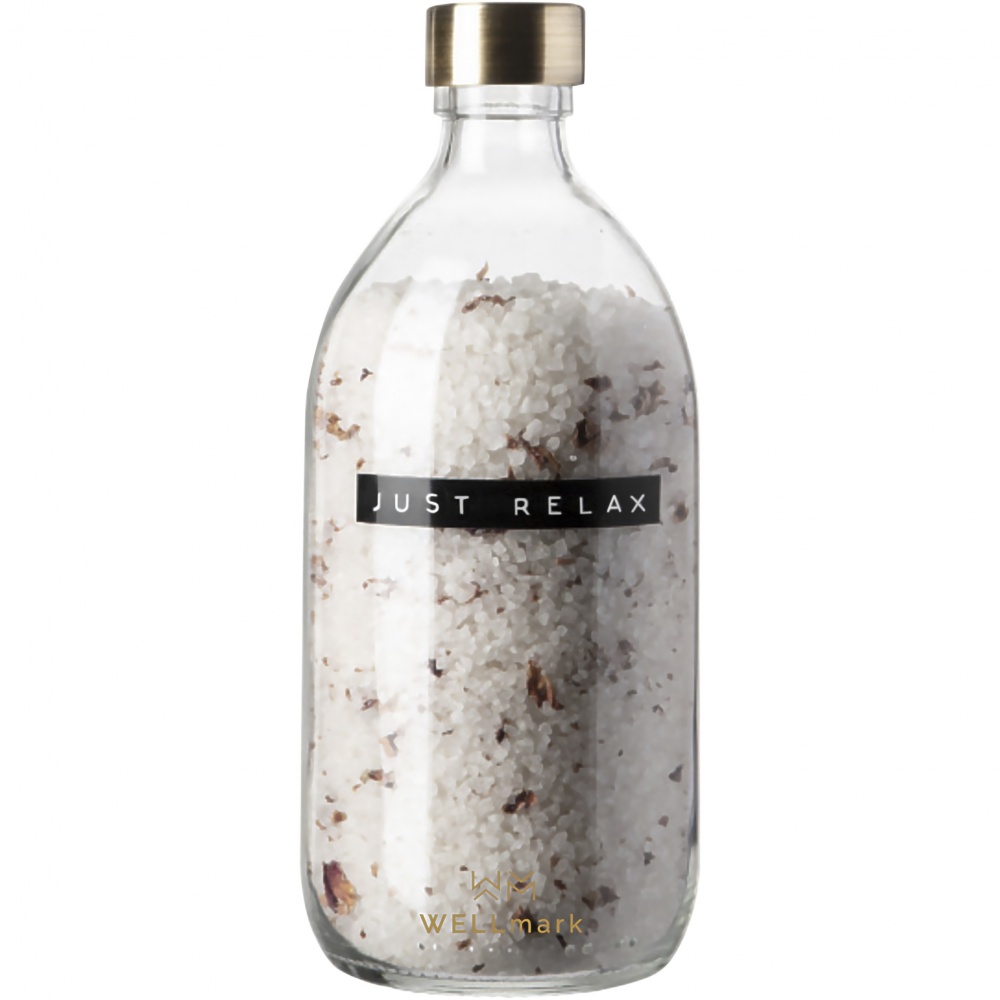 Logotrade profilprodukter bild: Wellmark Just Relax 500 ml badsalt – rosdoft