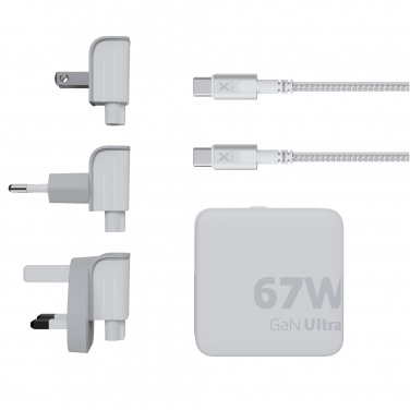 Logotrade profilprodukter bild: Xtorm XVC2067 GaN Ultra 67 W reseladdare med 100 W USB-C PD-kabel