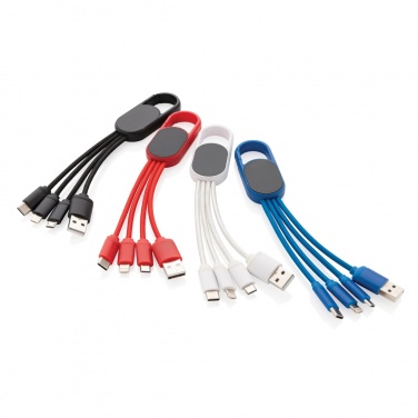 Logotrade reklamprodukter bild: 4-i-1 kabel med karbinclip