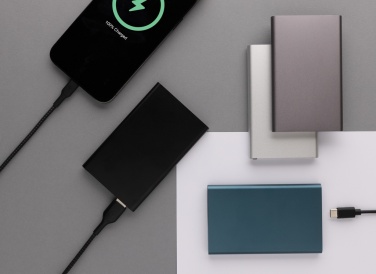 Logotrade reklamprodukter bild: 4.000mAh powerbank, type C, RCS återvunnen plast/aluminium