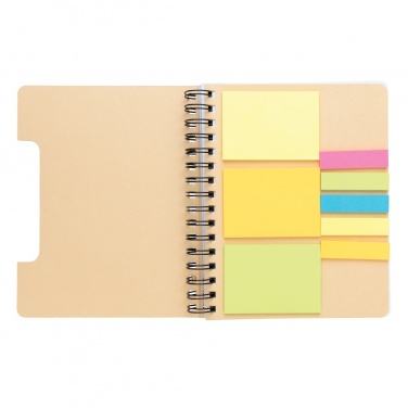 Logotrade reklamprodukter bild: A5 Kraft spiralbunden anteckningsbok med sticky notes