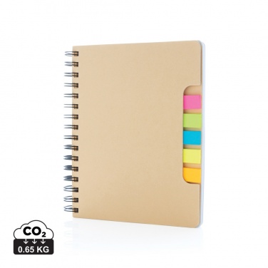 Logotrade profilreklam bild: A5 Kraft spiralbunden anteckningsbok med sticky notes