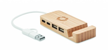 Logotrade reklamprodukter bild: USB-hubb med 4 portar i bambu