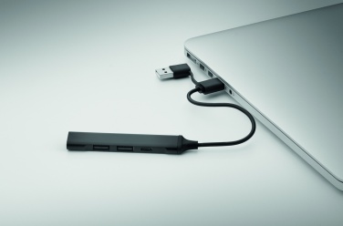 Logotrade profilprodukter bild: USB 4 portar hubb 19 cm