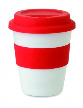 Logotrade kampanjprodukter bild: Take away mugg PP silikon lock