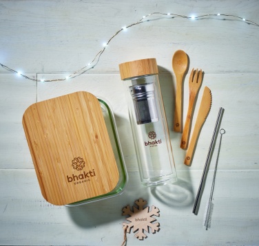 Logotrade profilprodukter bild: Lunchbox i glas/bambu