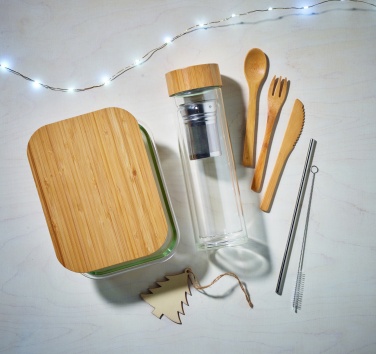 Logotrade profilreklam bild: Lunchbox i glas/bambu