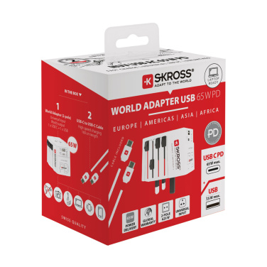 Logotrade profilprodukter bild: SKROSS World Travel Adapter MUV 65W PD med USB C-kabel