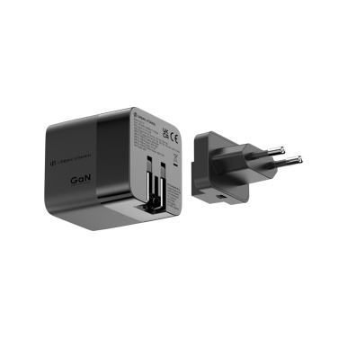 Logotrade kampanjprodukter bild: Urban Vitamin Mendocino 65W GaN-laddare med utdragbar kabel