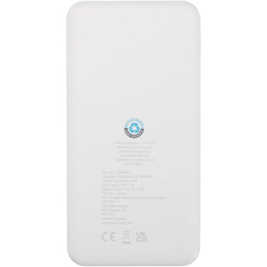 Logotrade reklamprodukter bild: Intan 10 000 mAh 10 W powerbank av återvunnen plast