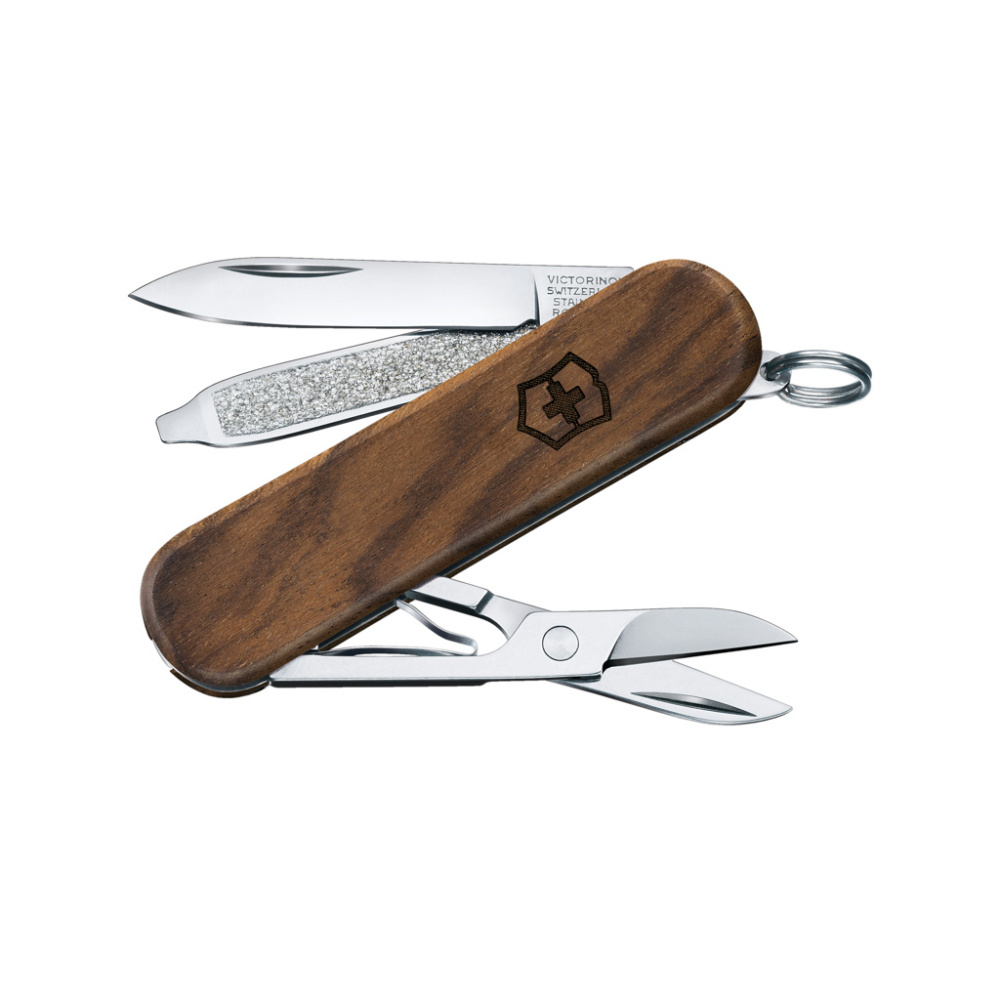 Logotrade presentreklam bild: VICTORINOX Classic SD Wood Fickkniv 5 funktioner